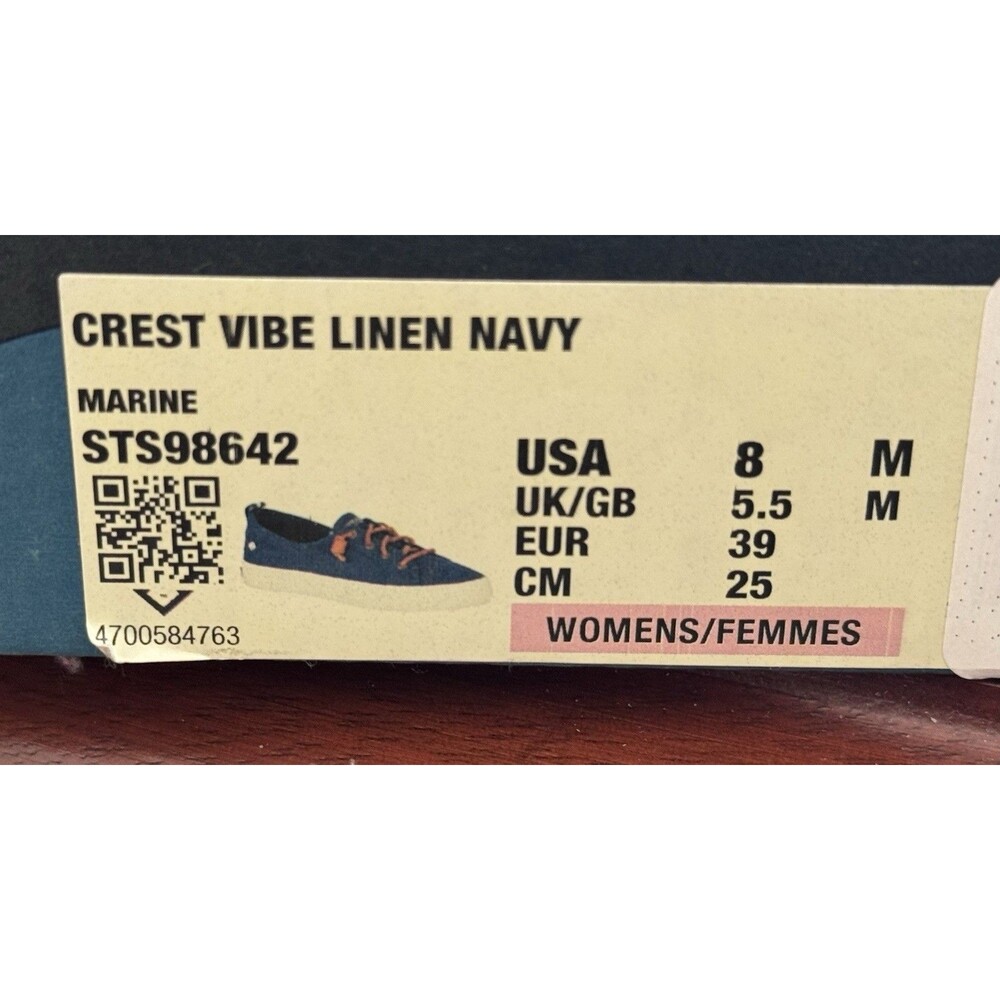 Women’s Size 8 Sperry Crest V Linen Navy STS98642 Boat Shoes NIB - Picture 8 of 8